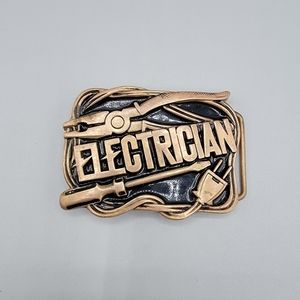 Solid Brass Electrician Belt Buckle 1980 Baron Buckles